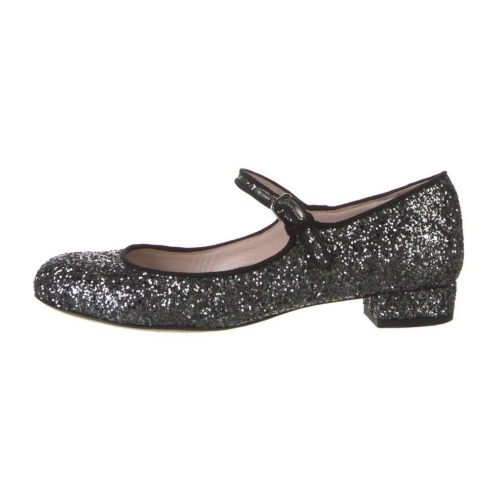 Vintage Miu Miu Silver Glitter Mary Jane Heels | Y2K Coquettecore